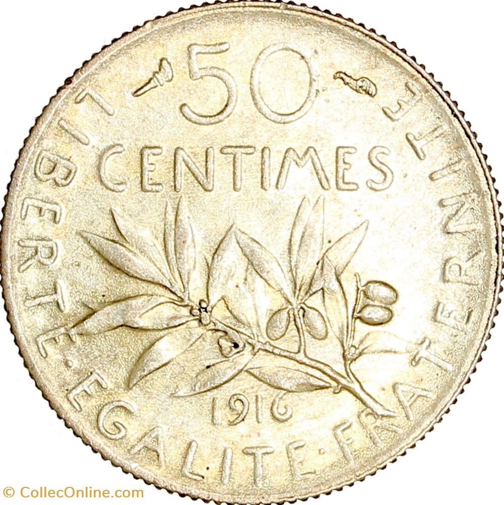 50 centimes Semeuse, IIIe République, 1916 monnaies monde france 50 centimes semeuse iiie republique 1916