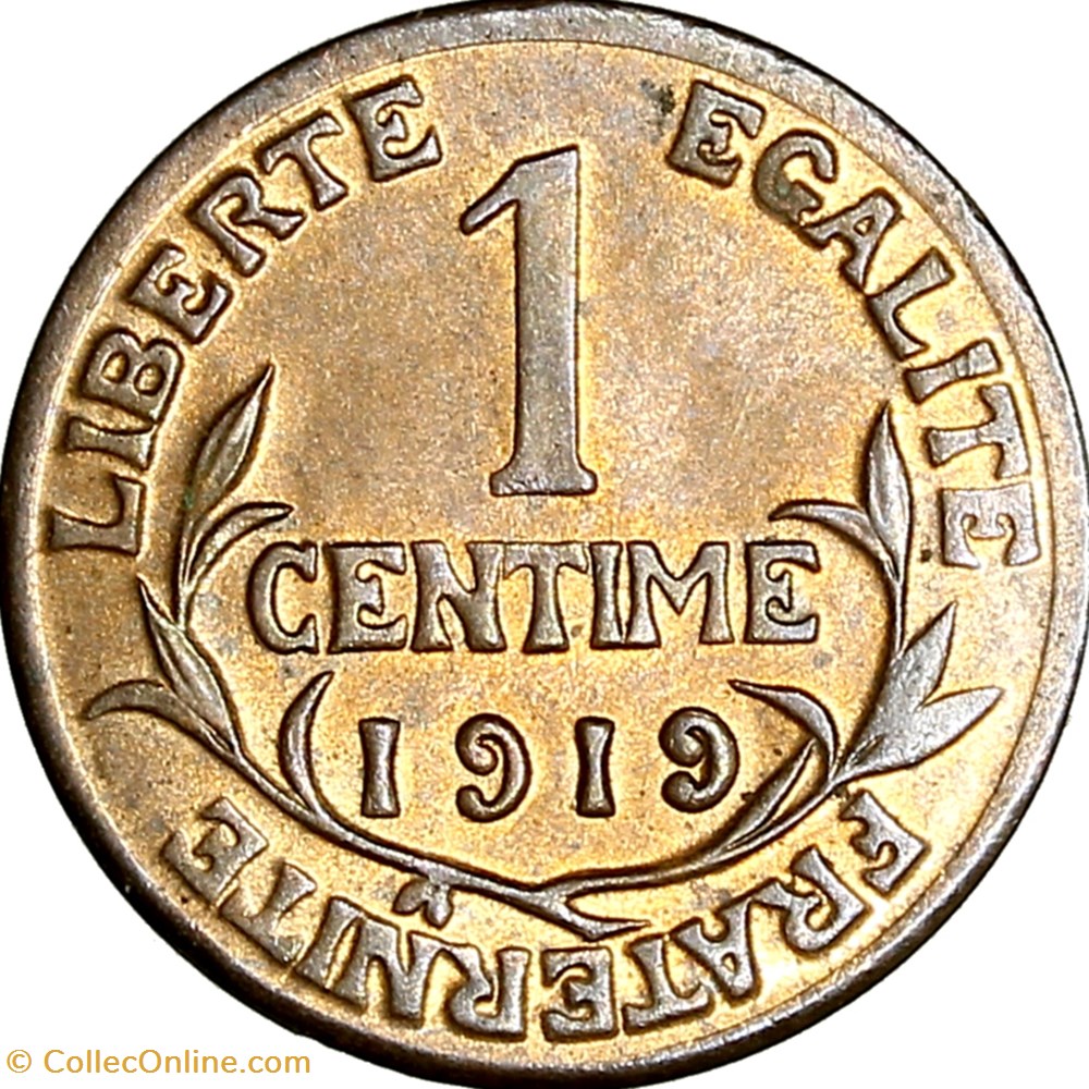 1 centime Daniel-Dupuis, IIIe République, 1919 monnaies france modernes 1 centime daniel dupuis iiie republique 1919