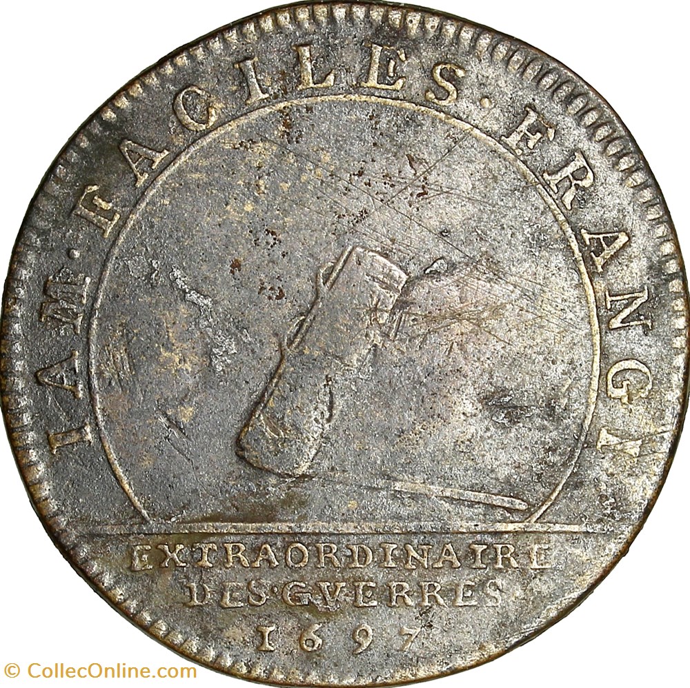 Jeton Louis XIV - Extraordinaire des Guerres, 1697 monnaies jetons mereaux jeton louis xiv extraordinaire des guerres 1697