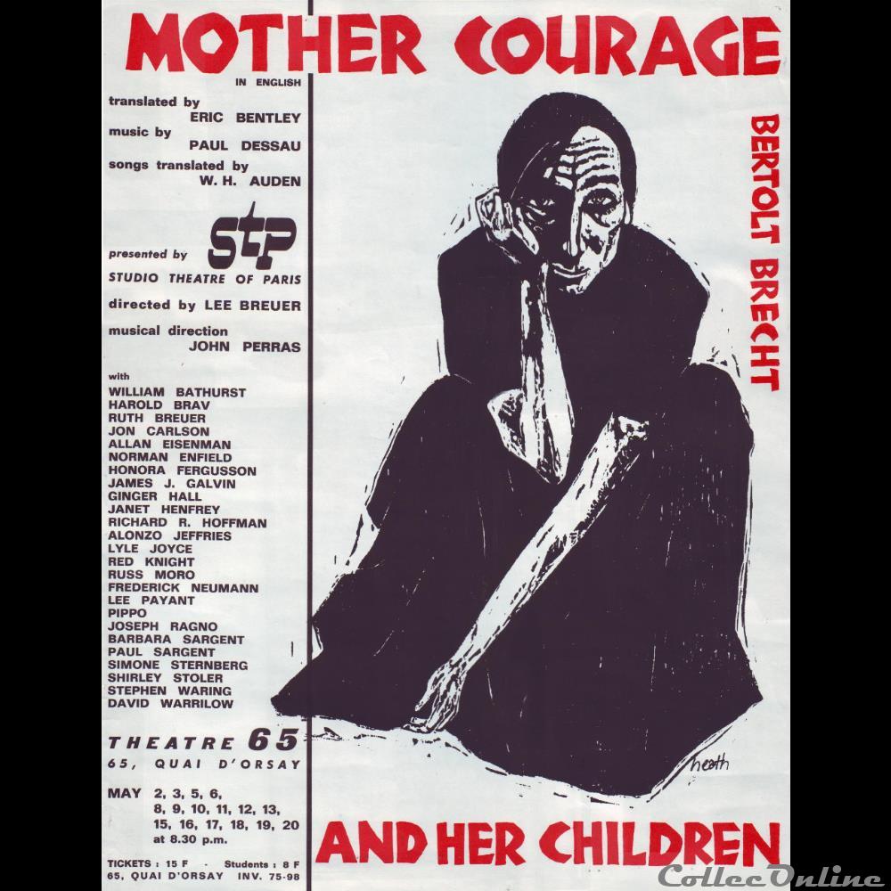 Studio Theatre of Paris, Mother Courage and Her Children (1967) documents anciens affiches spectacle studio theatre of paris mother courage and her children 1967