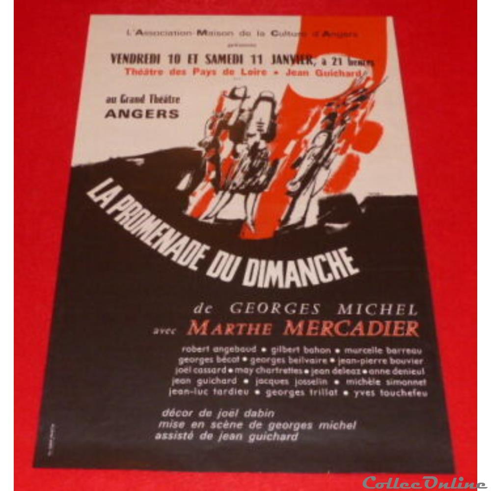 Angers, La Promenade du dimanche (1969) vieux papier affich spectacle angers la promenade du dimanche 1969