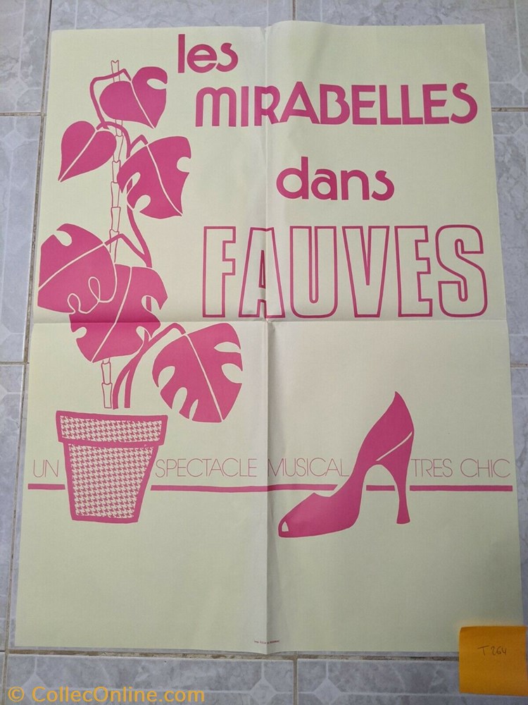 Les Mirabelles, Fauves (1975) vieux papier affich spectacle les mirabelles fauves 1975