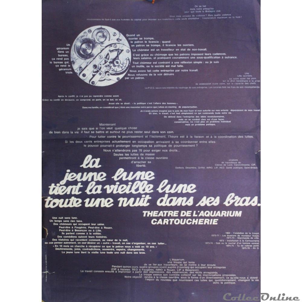 Théâtre de l'Aquarium, La Jeune lune... (1977) vieux papier affich spectacle theatre de aquarium la jeune lune 1977