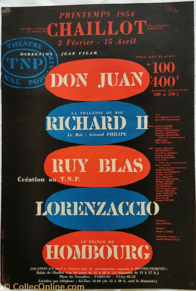 Programme du TNP (printemps 1954) vieux papier affich spectacle programme du tnp printemps 1954