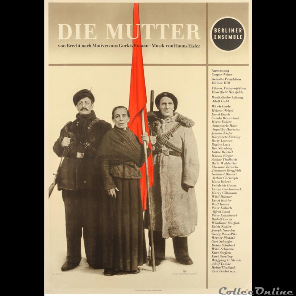 vieux papier affich spectacle berliner ensemble die mutter 1951