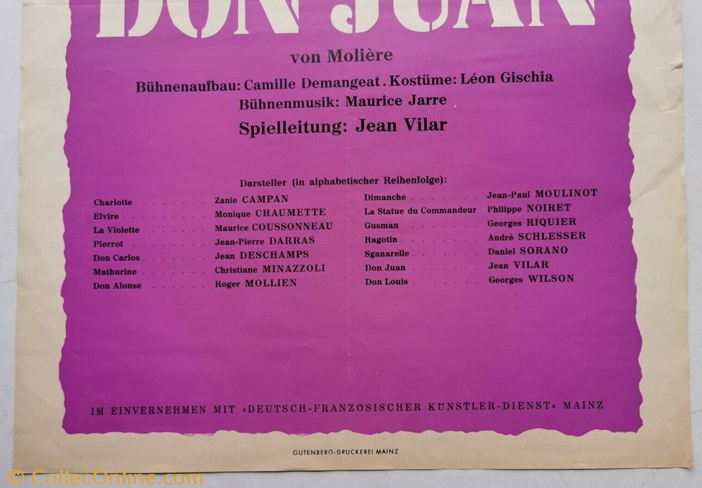 TNP, Don Juan (1953) 4 vieux papier affich spectacle tnp don juan 1953
