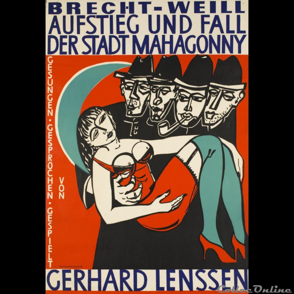 Aufstieg und Fall der Stadt Mahagonny (1961) vieux papier affich spectacle aufstieg und fall der stadt mahagonny 1961