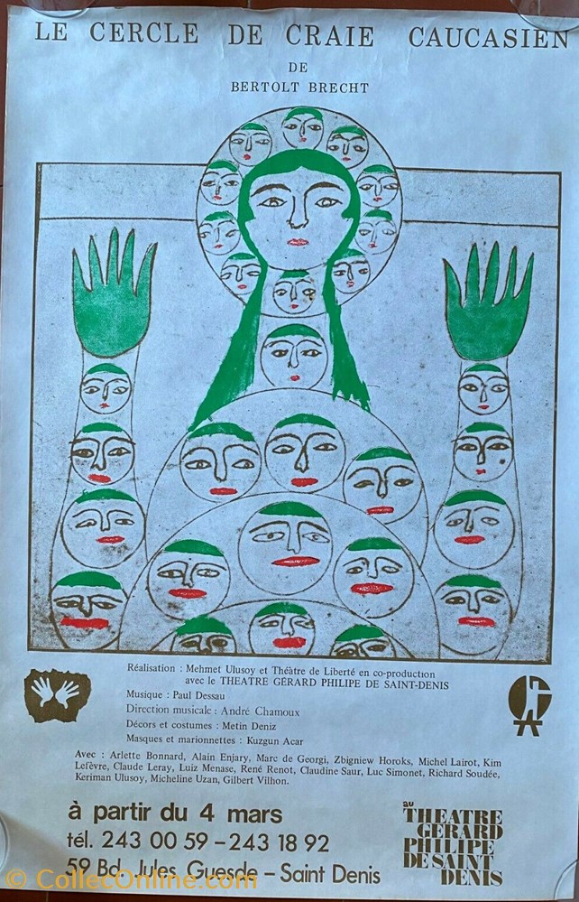 TGP, Le Cercle de craie caucasien (1975) vieux papier affich spectacle tgp le cercle de craie caucasien 1975