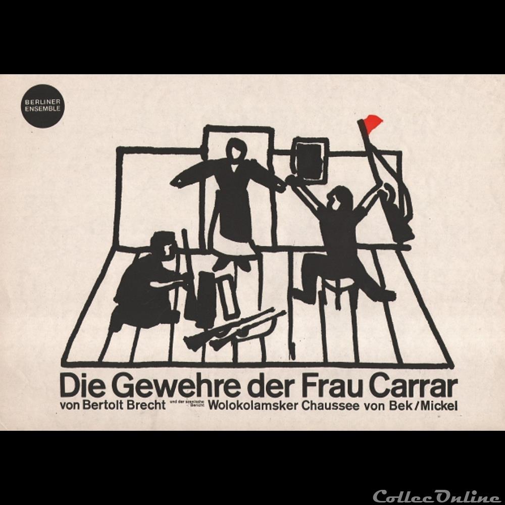 Berliner Ensemble, Die Gewehre der Frau Carrar (1971) vieux papier affich spectacle berliner ensemble die gewehre der frau carrar 1971