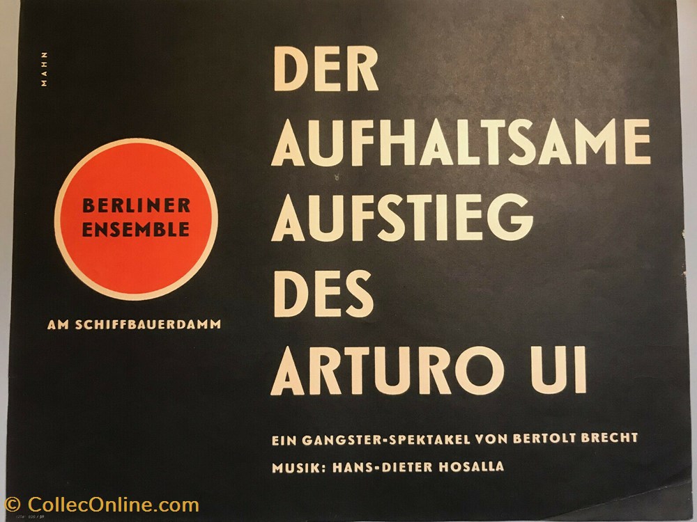 Berliner Ensemble, Arturo Ui (1959) vieux papier affich spectacle berliner ensemble arturo ui 1959