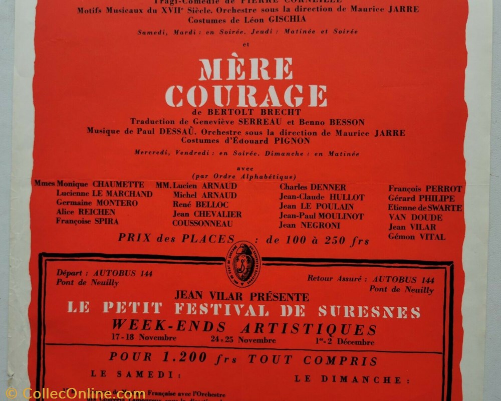 TNP, Le Cid et Mère Courage (1951) 3 vieux papiers affiches spectacle tnp le cid et mere courage 1951
