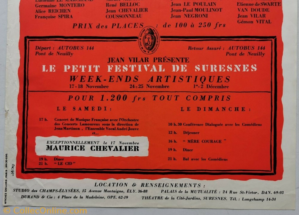 TNP, Le Cid et Mère Courage (1951) 4 vieux papiers affiches spectacle tnp le cid et mere courage 1951