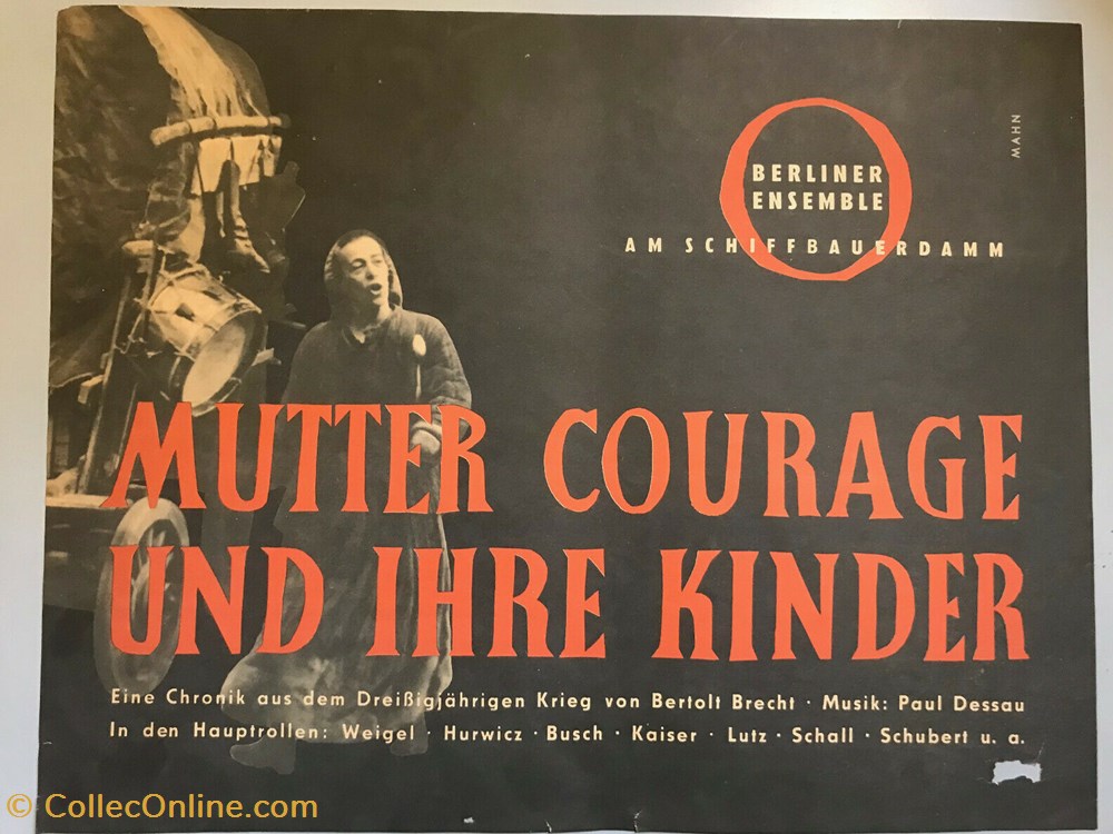 Berliner Ensemble, Mutter Courage (1960?) vieux papier affich spectacle berliner ensemble mutter courage 1960