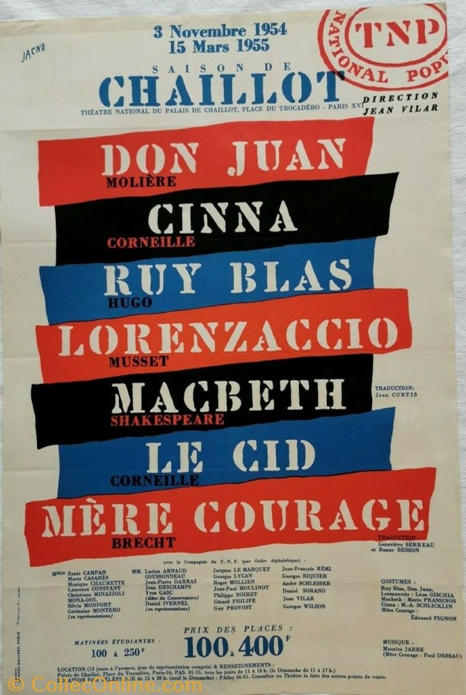 Programme du TNP (1954-1955) vieux papier affich spectacle programme du tnp 1954 1955