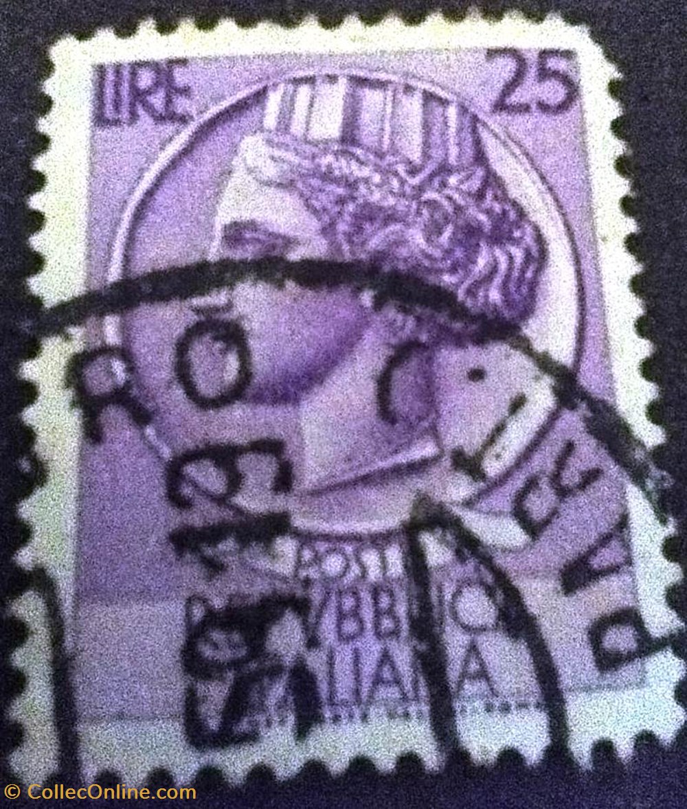 selos poste repvbblica italiana violeta 25 lire italia