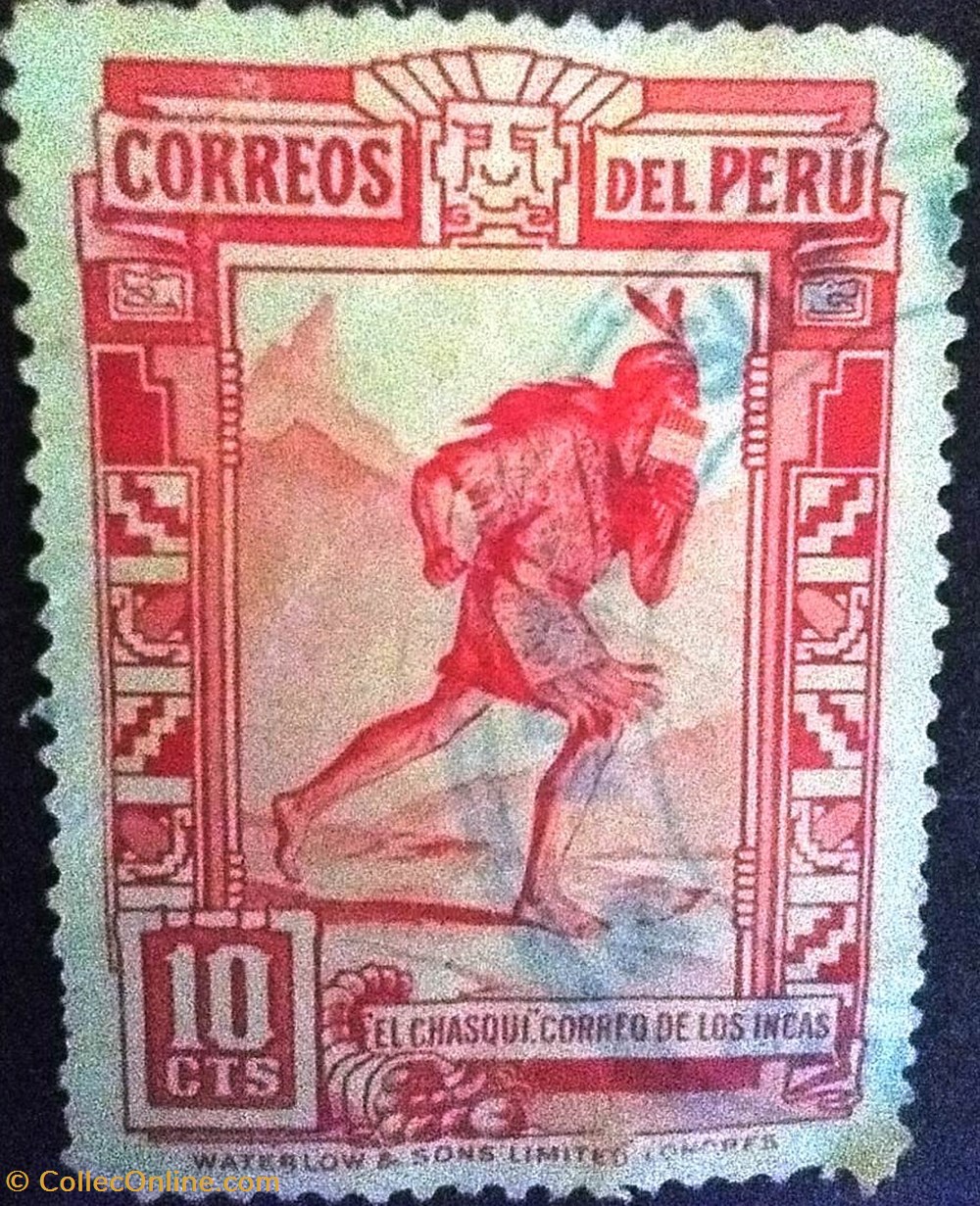 El Chasqui: Correo de los Incas - Vermelho - 10 Cts (Peru 1936) selos el chasqui correo de los incas vermelho 10 cts peru 1936
