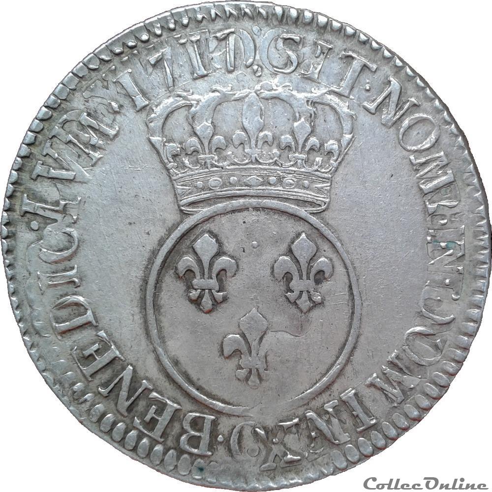 Louis XV - Écu Vertugadin - 1717 Riom monnaie france royale louis xv ecu vertugadin 1717 riom