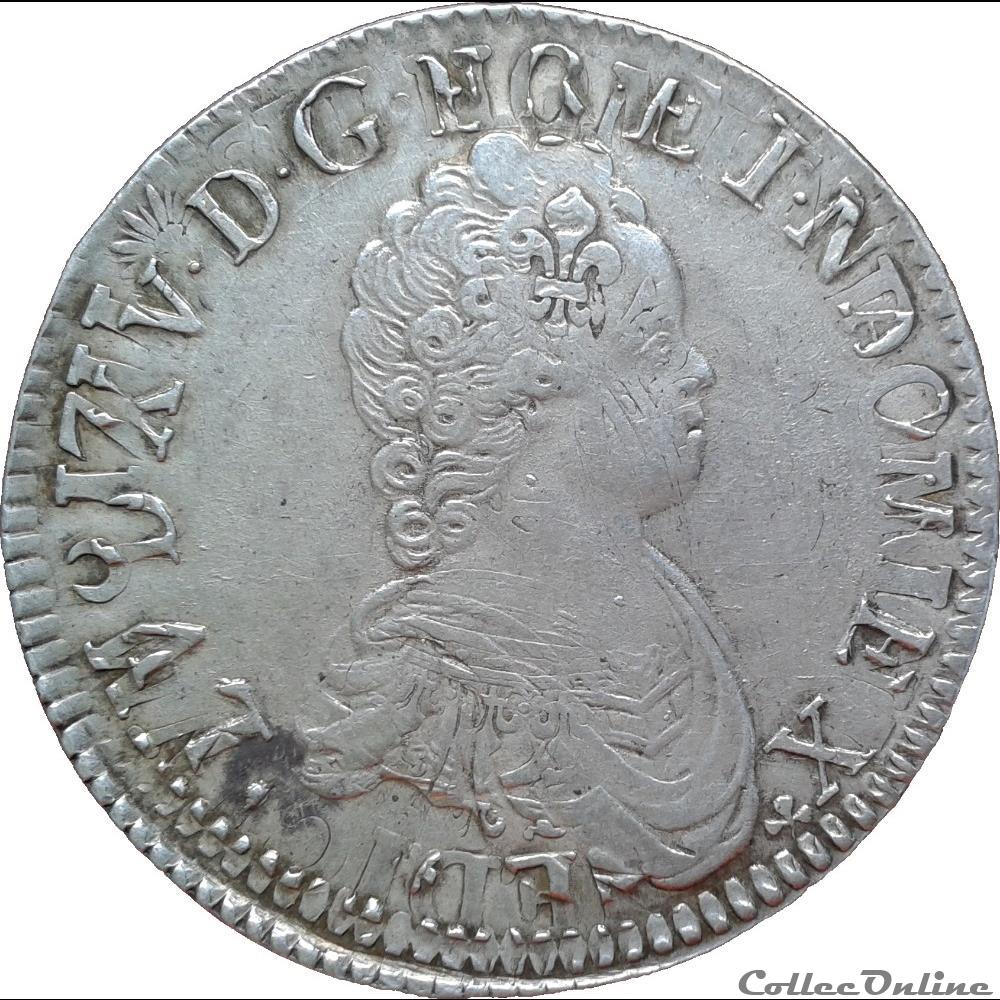 Louis XV - Écu Vertugadin - 1717 Riom monnaie france royale louis xv ecu vertugadin 1717 riom