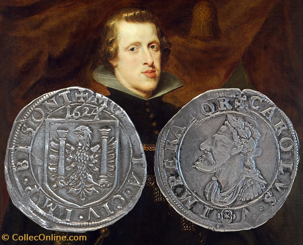 monnaies europe medievale france feodales teston de 8 gros 1624 besancon regne de philippe iv