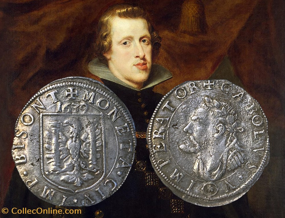 monnaies europe medievale france feodales teston de 8 gros 1639 besancon variant regne de philippe iv