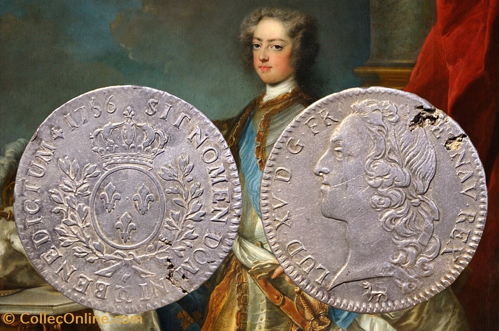 Demi-écu d'argent 1756 Besançon monnaies europe medievale france royales demi ecu argent 1756 besancon