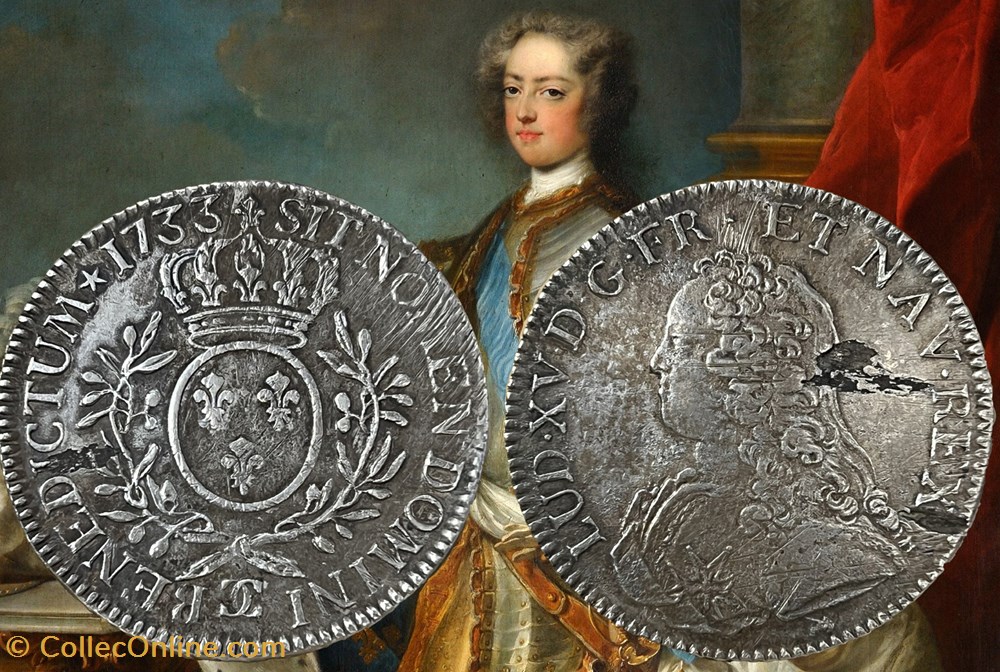 Ecu d'argent 1733 Besançon monnaies europe medievale france royales ecu argent 1733 besancon