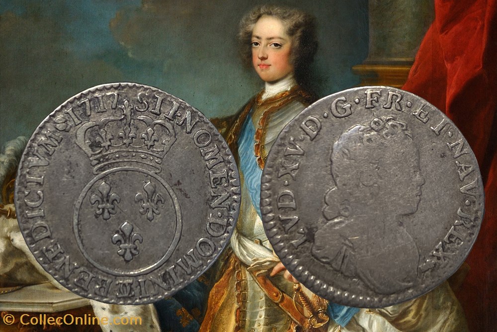 Dixième d'ecu Vertugadin Flan Neuf 1717 monnaies europe medievale france royales dixieme ecu vertugadin flan neuf 1717