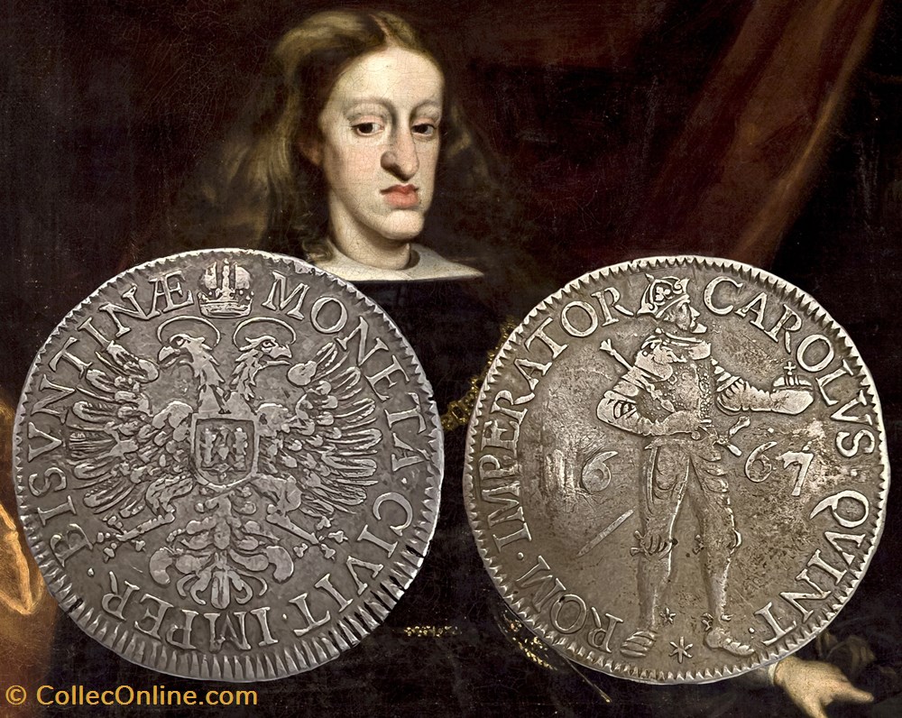 Daldre 1667 Besançon. Règne de Charles II monnaies europe medievale france feodales daldre 1667 besancon regne de charles ii