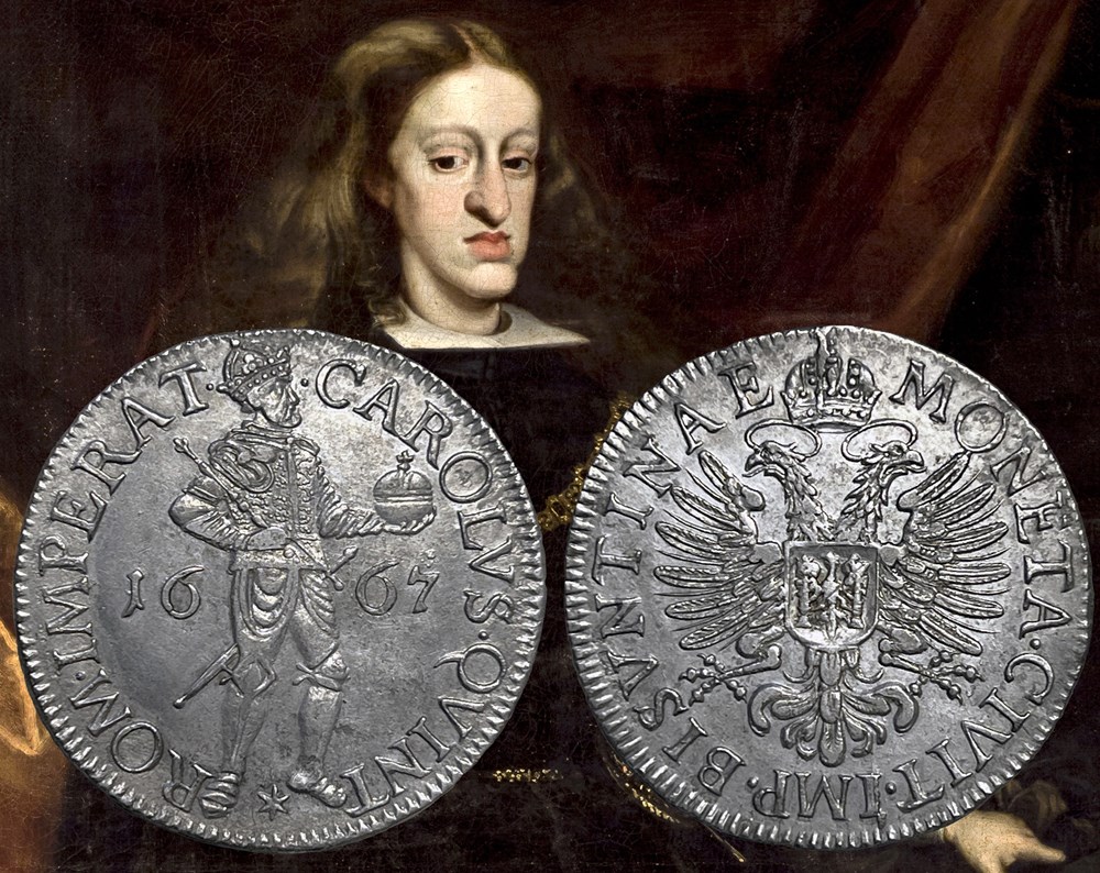 Demi daldre 1667 Besançon monnaies europe medievale france feodales demi daldre 1667 besancon