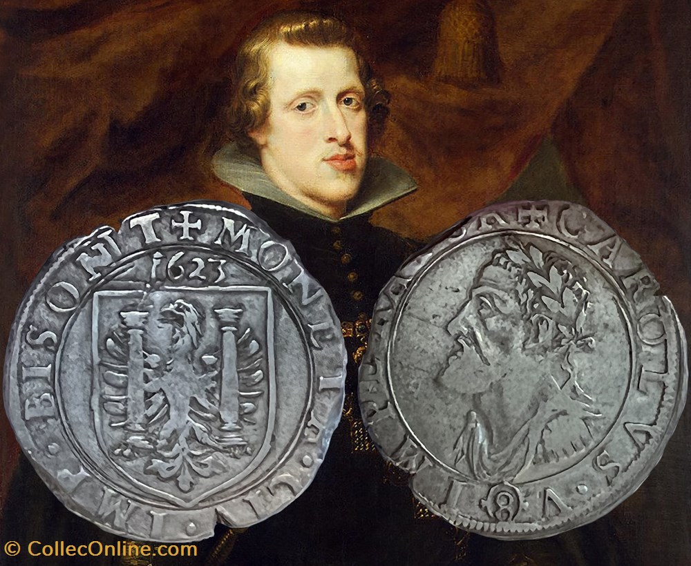 Teston de 8 gros 1623 Besançon. Règne de Philippe IV monnaies europe medievale france feodales teston de 8 gros 1623 besancon regne de philippe iv