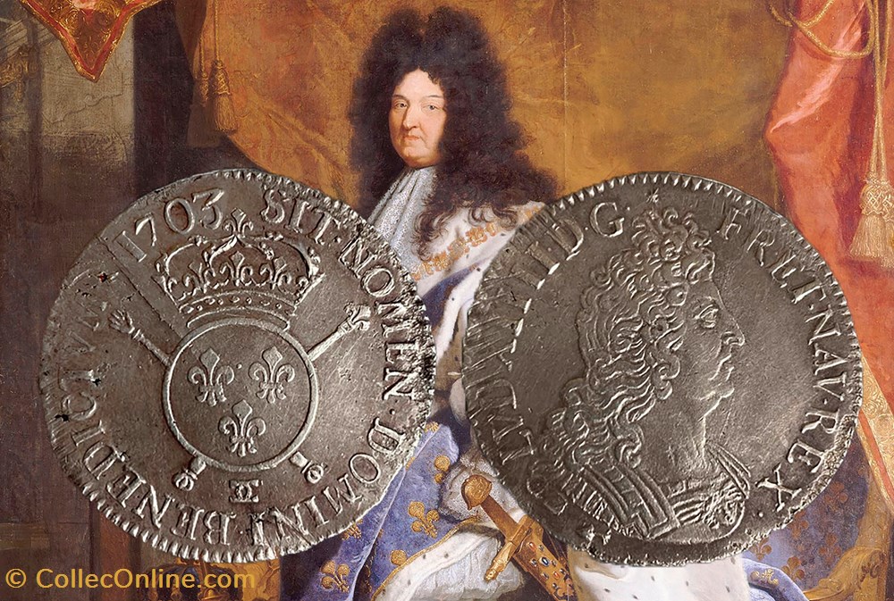 Ecu aux insignes 1703 Louis XIV monnaies europe medievale france royales ecu aux insignes 1703 louis xiv