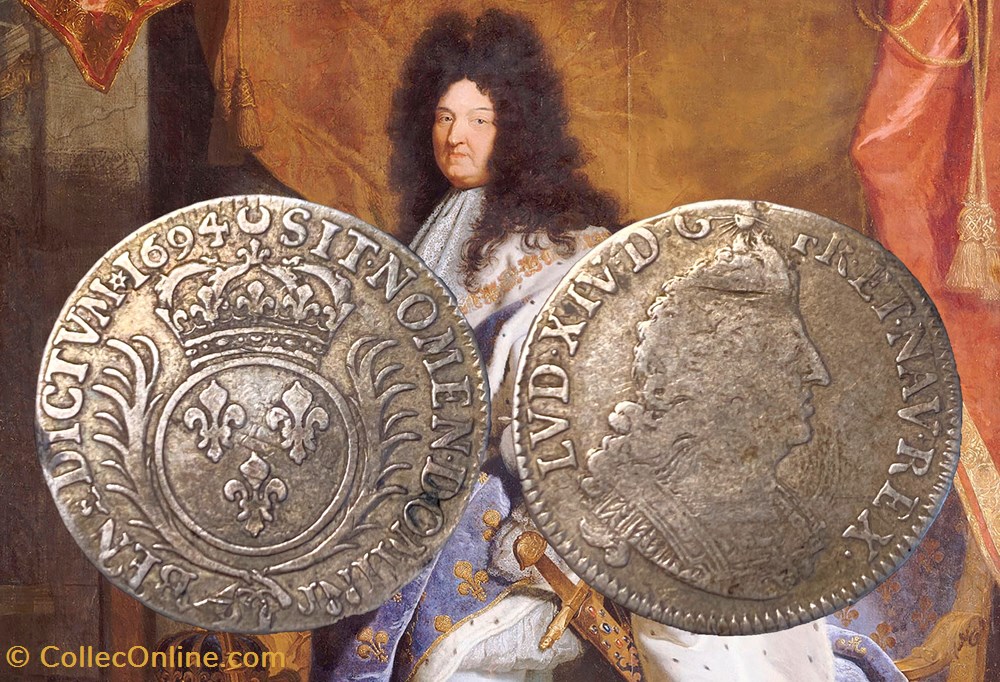 Quart d'écu d'argent Besançon 1694 monnaies france royales quart ecu argent besancon 1694