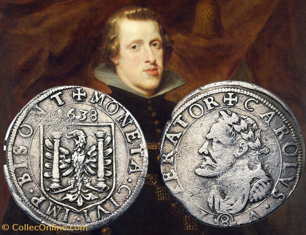 Teston de 8 gros 1638 Besançon Règne de Philippe IV monnaies europe medievale france feodales teston de 8 gros 1638 besancon regne de philippe iv