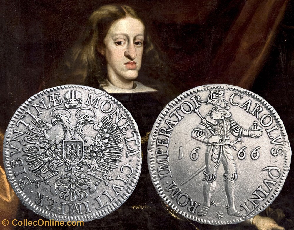 Daldre 1666 Besançon. Règne de Charles II monnaies europe medievale france feodales daldre 1666 besancon regne de charles ii