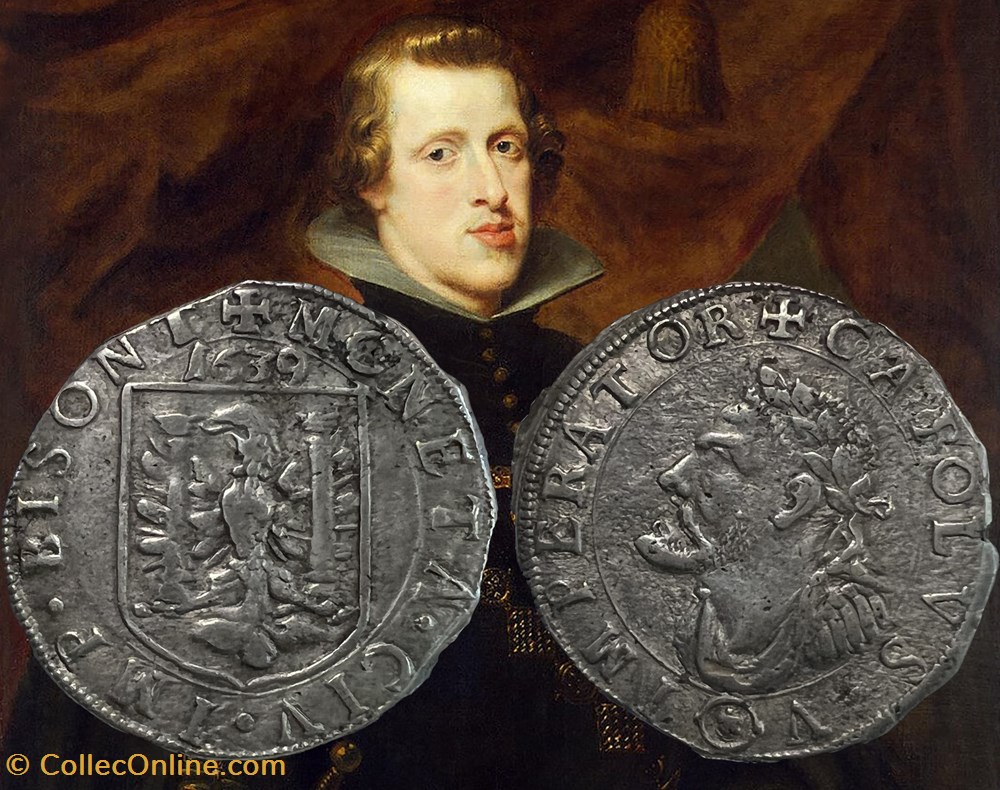 Teston de 8 gros 1639 Besançon Variant (*) Règne de Philippe IV monnaies europe medievale france feodales teston de 8 gros 1639 besancon variant regne de philippe iv