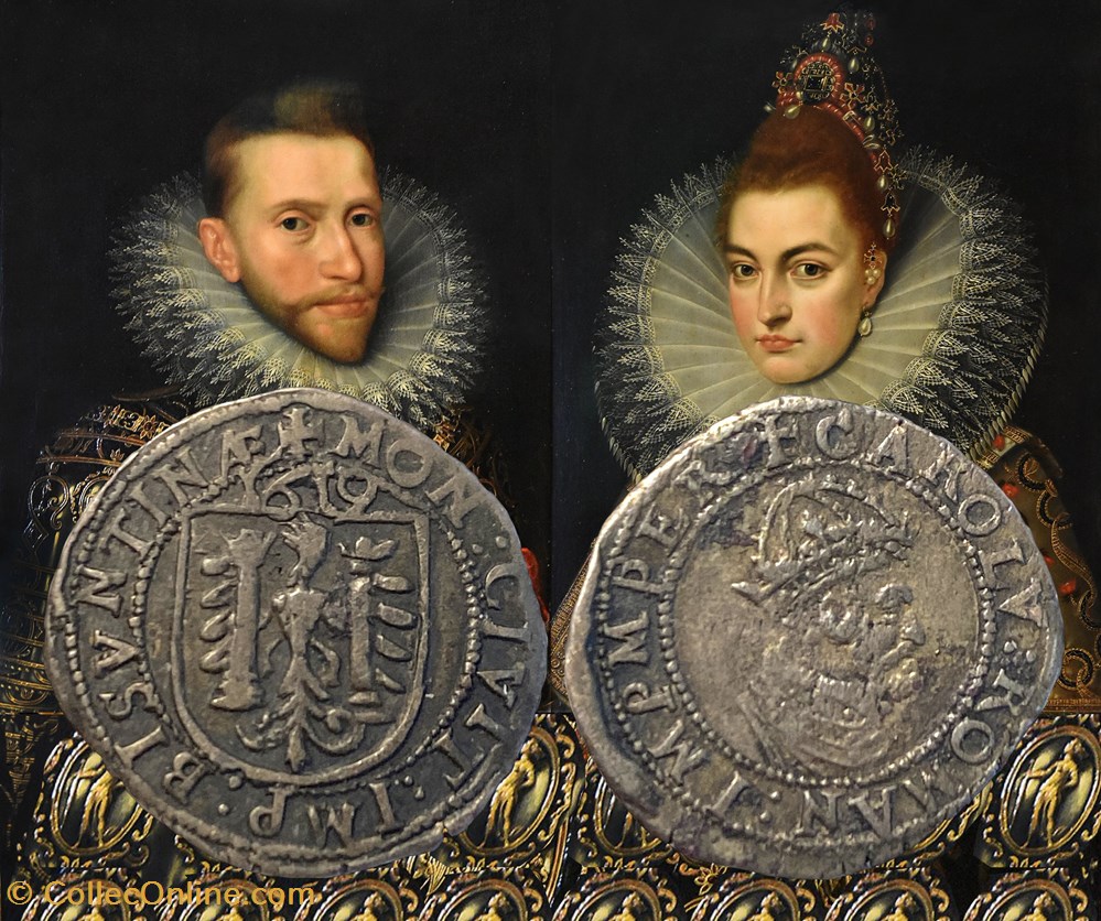 monnaies europe medievale france feodales carolus 1619 besancon regne albert et isabelle espagne