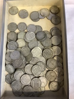 Lot de pièces de 116 pièces en argent de 10 francs Turin année 1931, 1932, 1933….. pour 1,15 kg environ