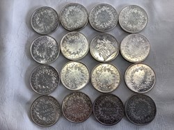 16 pièces de 10 Frs Hercule argent,