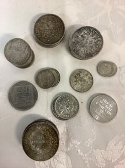 Lot de pièces en argent poids total 607 grammes