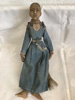 Ancienne poupée en cire L 42 cm, manques, en l’état