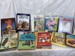 Lot de 24 BD en l’etat, dont Astérix, Tintin, lucky luke, ….