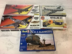 Ensemble de 5 maquettes aviation militaire à construire de marque Heller, Airfix et Revell