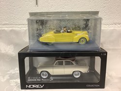 2 voitures en boîtes. Une simca aronde p60 Norev et la décapotable du Capitaine Haddock