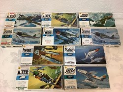 Ensemble de 10 maquettes d’avions militaires à construire de marque Hasegawa dont 3 sous blister et 3 scellées