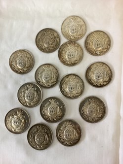 Ensemble de 14 jetons de présence bretons caisse d épargne de Lorient en argent, poid total 216 gr.