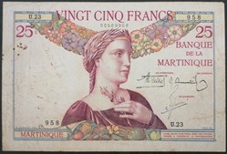 Martinique P-012a.2 25 francs 1930-45 ND