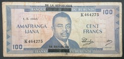 Burundi P-017a 100 francs 1968