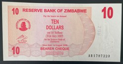 Zimbabwe P-039 10 dollars 2007