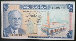 Tunisie P-062a 1/2 dinar 1965