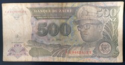 Zaïre P-064 Aa.2 500 nouveaux zaïres 1994